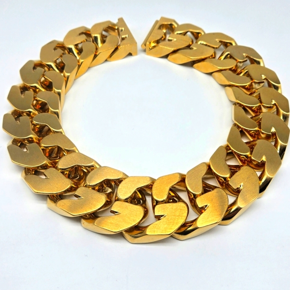 Givenchy Large G Chain Statement Link Necklace HEAVY Solid Brass Chunky Bold - Picture 1 of 12
